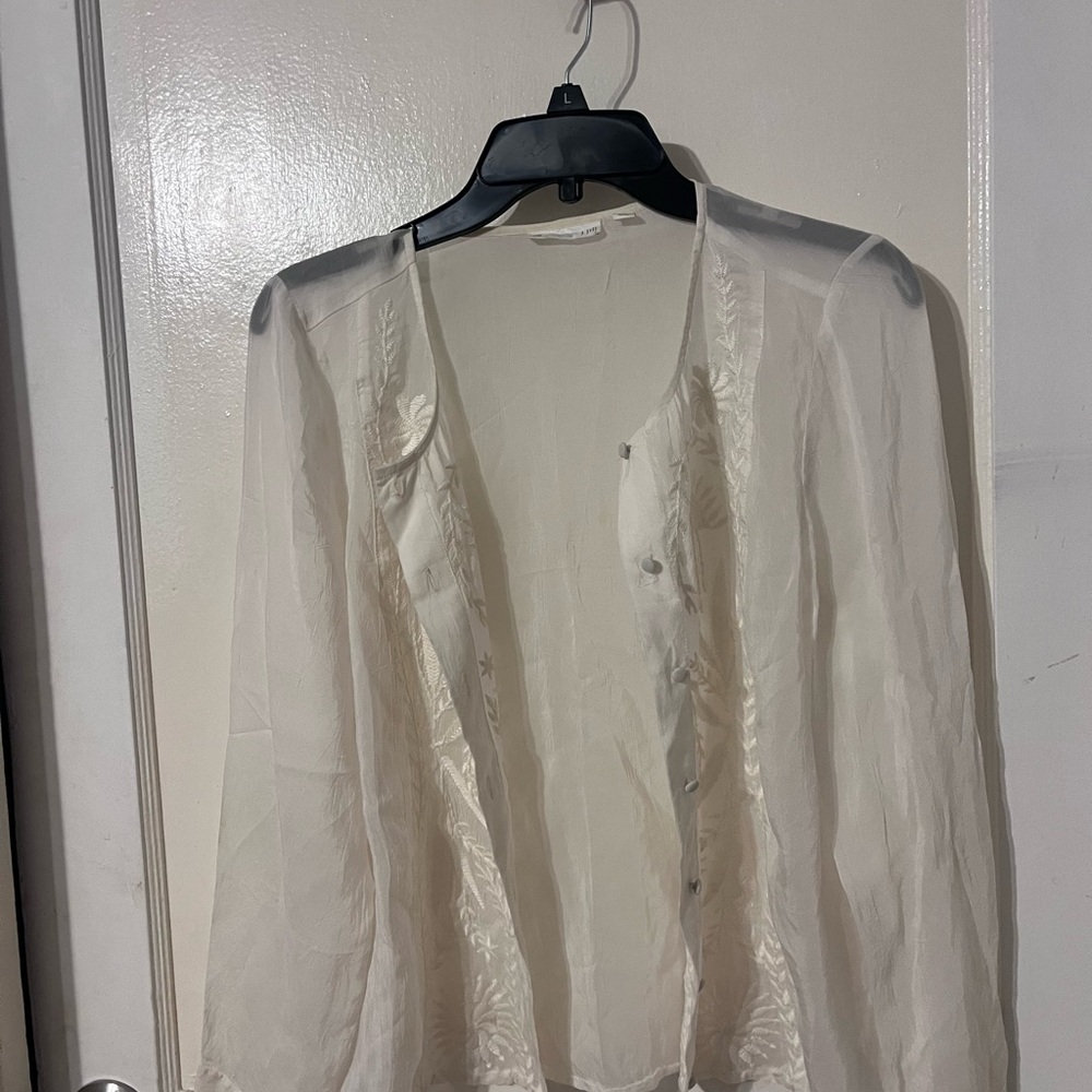 J. Jill Pale cream  Petite Shell Top